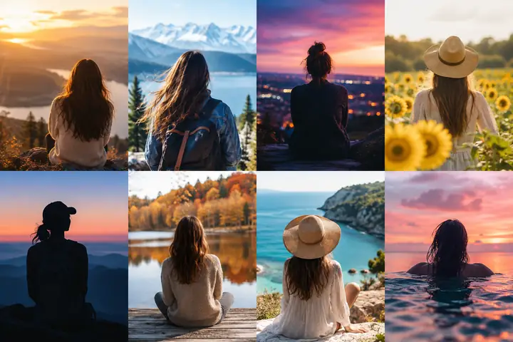 Portrait photographs arranged to show contrasting soft color treatments and filters.