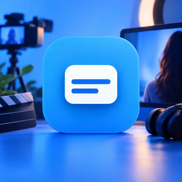 Blue subtitle icon.