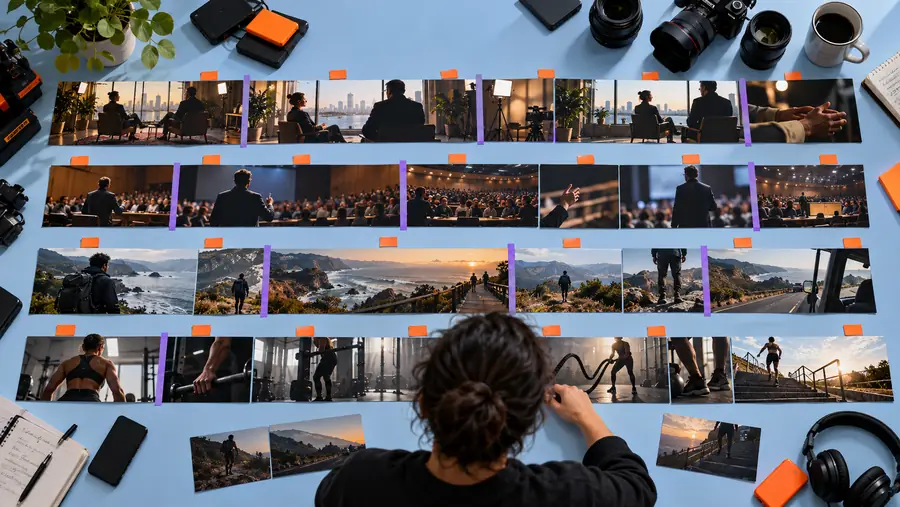 Long video editing workspace with source material