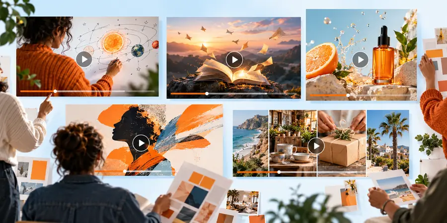 A polished video preview with layered visual content