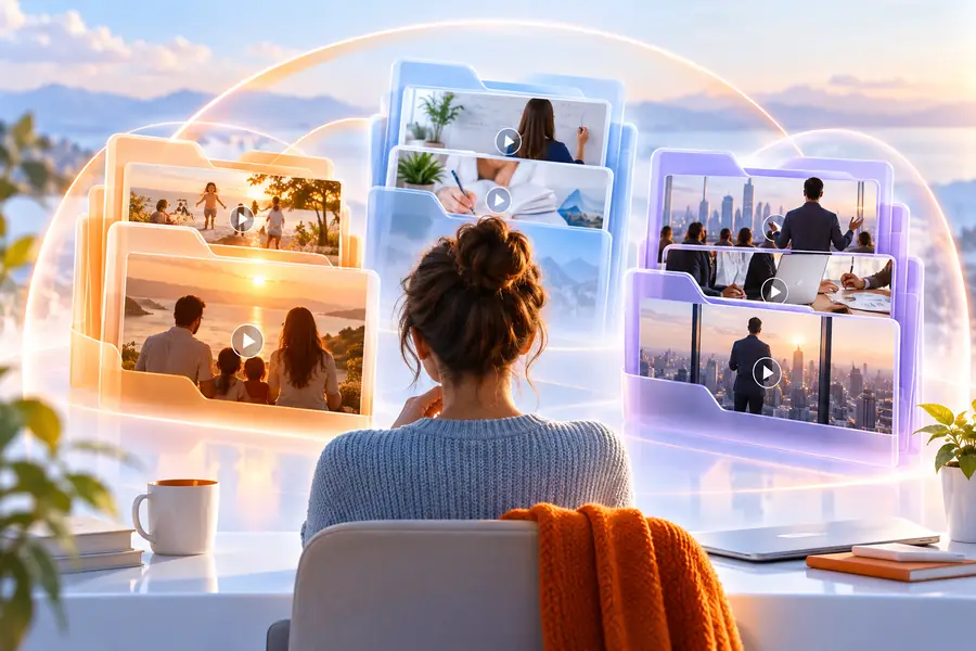Organized video editing interface prepared for review